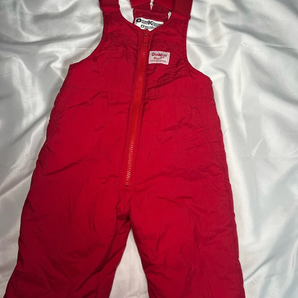 VTG OshKosh B’gosh Red Snow Pants Ski‎ Bibs 2T Zip Front Winter Sledding